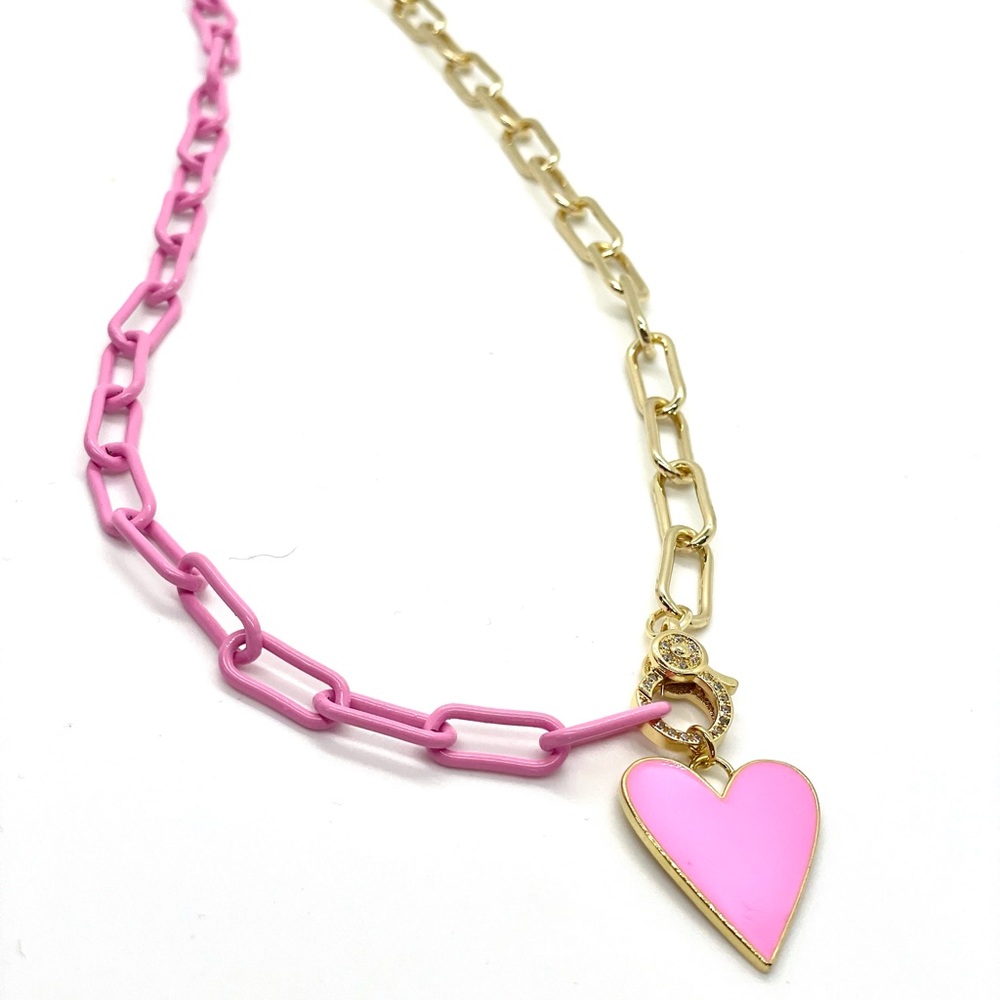 Pink tone and gold paper chain link